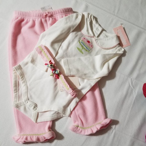 Gymboree Vintage Baby Cakes Headband 12-18 Month Bodysuit Pants Outfit NWT - Picture 2 of 6